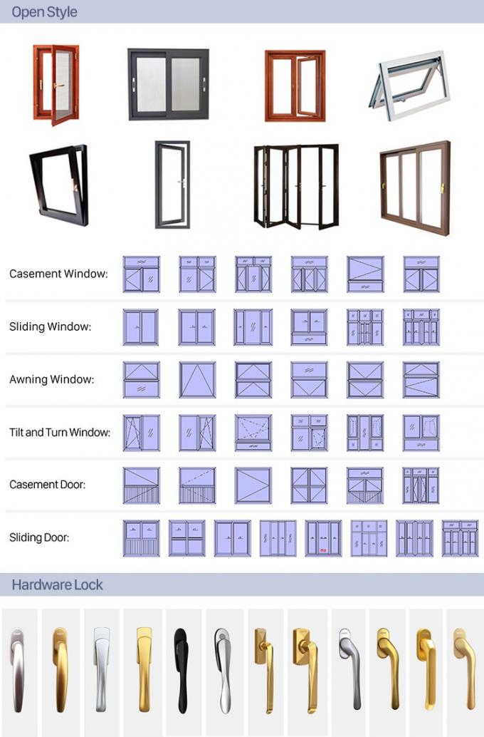หน้าต่างบานสวิงอลูมิเนียมเคลือบผง 2.3 มม. - 2.5 มม. ความหนาของโปรไฟล์ 3