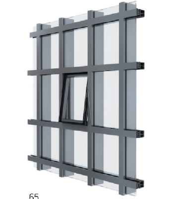 6063 Aluminum Curtain Walls Soundproof Exposed Frame Thermal Insulation