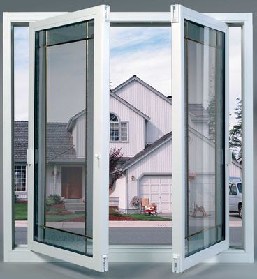 White Aluminium Swing Window Hidden Frame Structure Glass 5mm-12mm Thickness