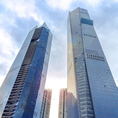 Frameless Aluminum Curtain Walls Sealed Insulation Frosted Glass
