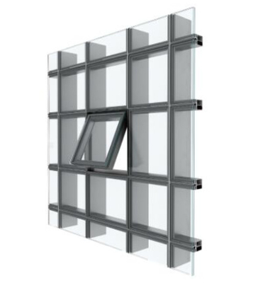 2.0mm Thick Aluminium Curtain Walls Exposed Hidden Frame Glass Curtain Wall System